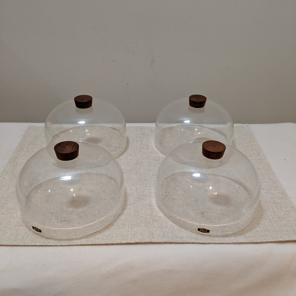 Set of 4 Danish Mid Century Cheese Dome